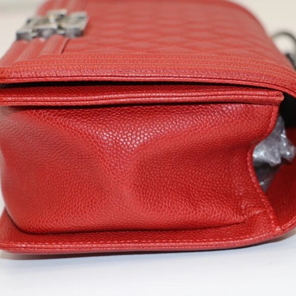 CHANEL Caviar Quilted Medium Boy Flap Dark Red 23141707 - Picture 15 of 16